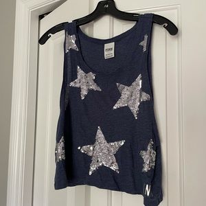 Star sequined PINK tank top